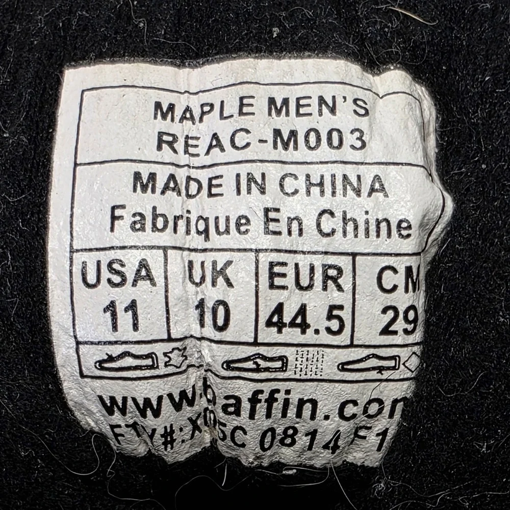 Baffin Maple Boot (Model REAC-M003) Size 11‎ - Heavy Duty Winter Boot